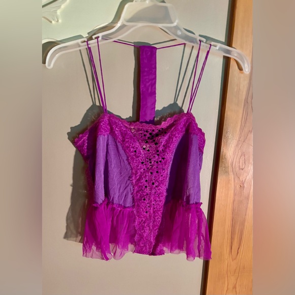 Free People Tops - ⭐️Free People Rhinestone Whimsy Strappy Lace Camisole in Violet XS⭐️NWT RARE